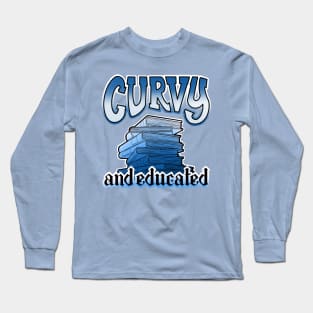 Curvy and educated, stack of blue books Long Sleeve T-Shirt